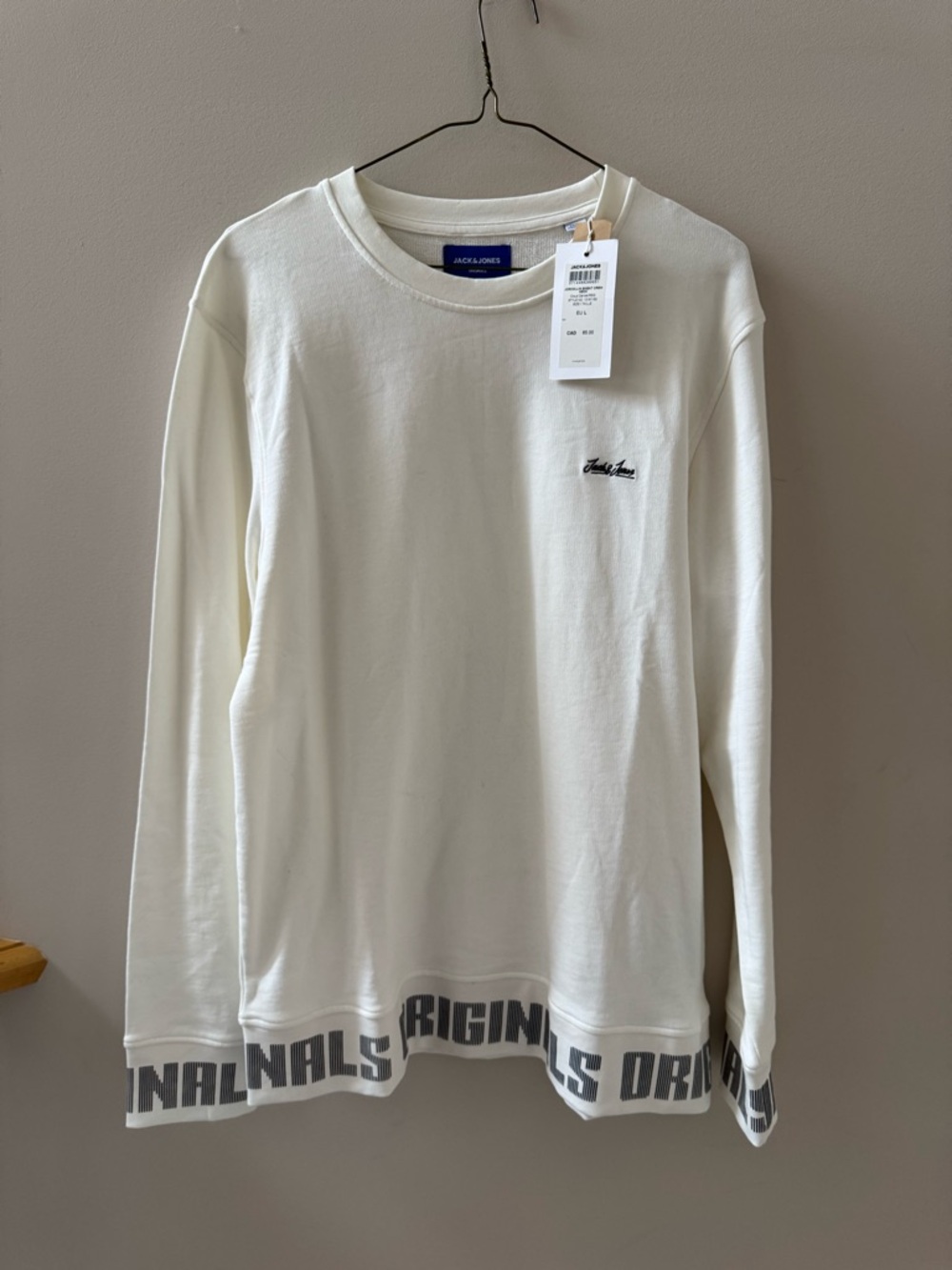 Jack & Jones Cream Crewneck Sweater with Branded Hem